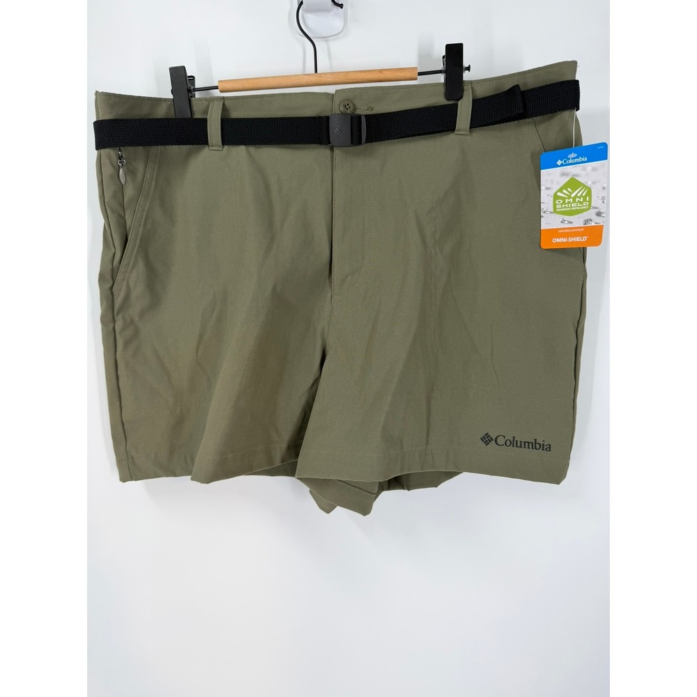 Columbia Brea Falls Nylon 4"‎ Belted Shorts Olive Green Women's XXL Outdoors